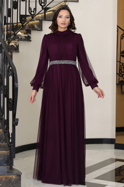 Alya Tesettür Abiye - Mürdüm